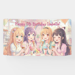 Lona Fiesta de Cumpleaños de Chica de Anime Personaliza