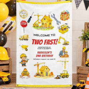 Lona Fiesta de cumpleaños de construcción con acuarela