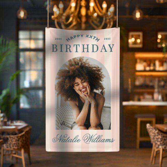 Lona Fiesta de cumpleaños de cualquier edad Preppy Bien (Subido por el creador)