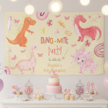 Fiesta de cumpleaños de dino rosa Dino-mite