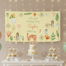 fiesta de cumpleaños de flores y gatos meowgicos