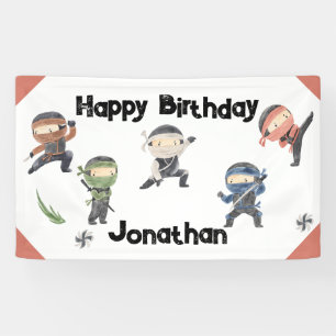 Lona Fiesta de cumpleaños de guerreros Ninja