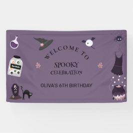 Lona Fiesta de cumpleaños de Halloween, bruja temible