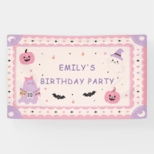 Fiesta de cumpleaños de Halloween rosa adorable