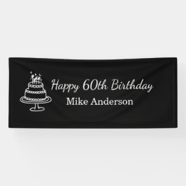 Lona Fiesta de cumpleaños de hombres en blanco y negro