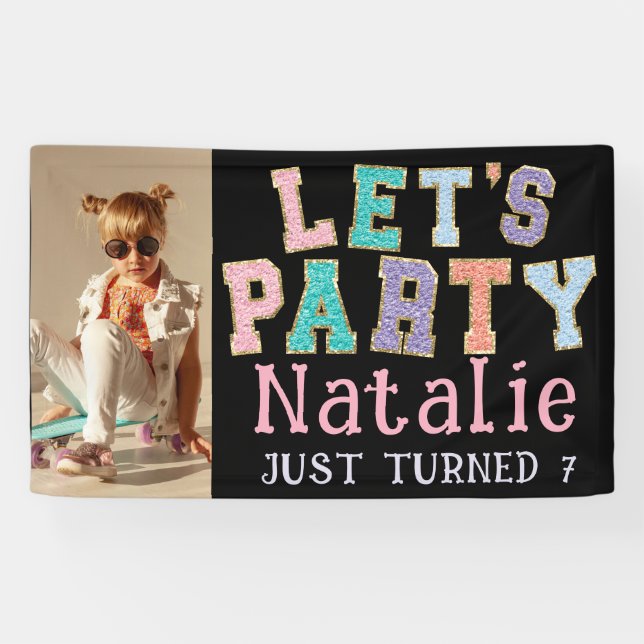 Lona Fiesta de cumpleaños de la Fiesta Preppy Faux Chen (Horizontal)