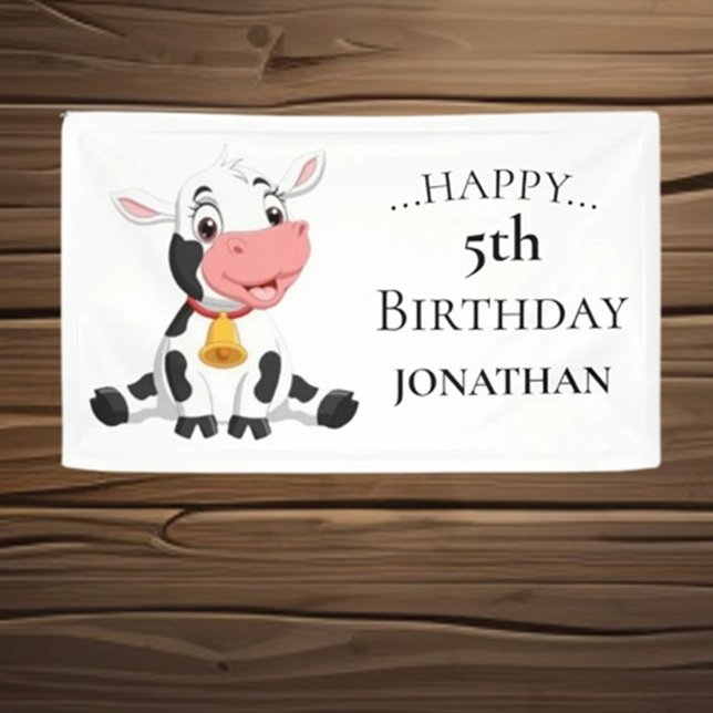 Lona Fiesta de Cumpleaños de la vaca Cuta (Bring joy and laughter to the party while creating unforgettable memories. Shop now for a delightful)
