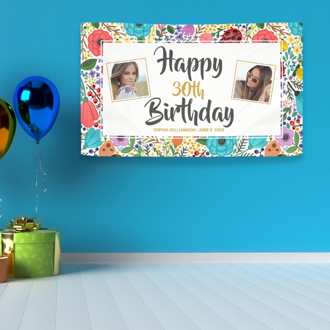 Lona Fiesta de cumpleaños de las flores Cualquier Perso (Subido por el creador)