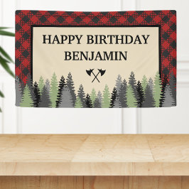 Lona Fiesta de Cumpleaños de Leñador Cuadro de Búfalo R