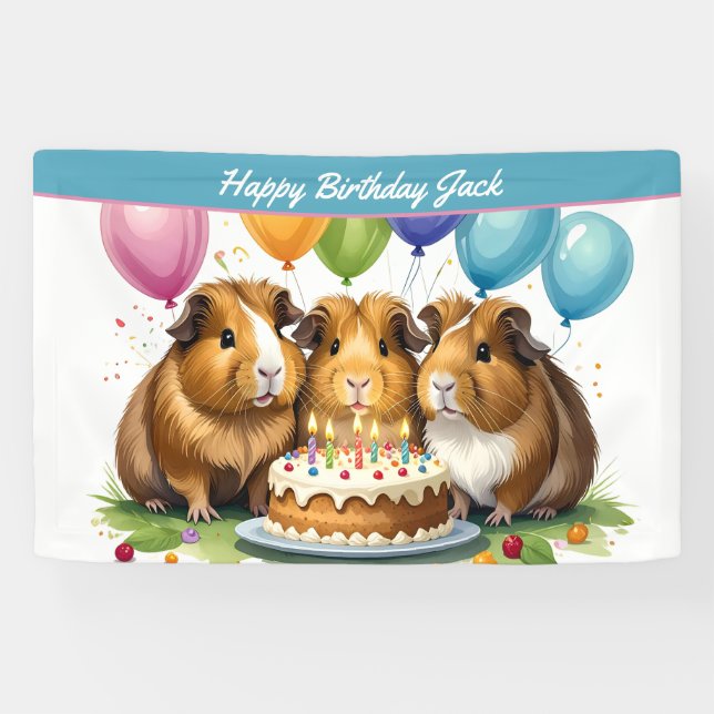 Lona Fiesta de cumpleaños de los cerdos de Guinea (Horizontal)