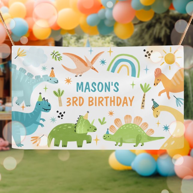 Lona Fiesta de cumpleaños de los dinosaurios azules (Subido por el creador)