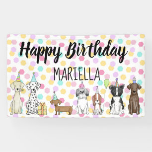 Lona Fiesta de cumpleaños de niñita de perro cachorro