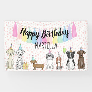 Lona Fiesta de cumpleaños de niñita de perro cachorro
