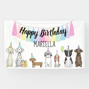 Lona Fiesta de cumpleaños de niñita de perro cachorro