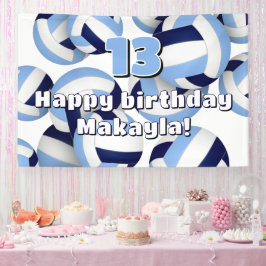 Lona fiesta de cumpleaños de niños con vóley azul marin