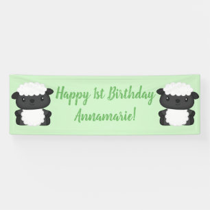 Lona Fiesta de cumpleaños de oveja Verde