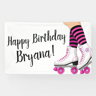 Lona Fiesta de cumpleaños de patinaje sobre ruedas rosa