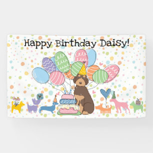 Lona Fiesta de Cumpleaños de Perro Aussiedoodle Chocola