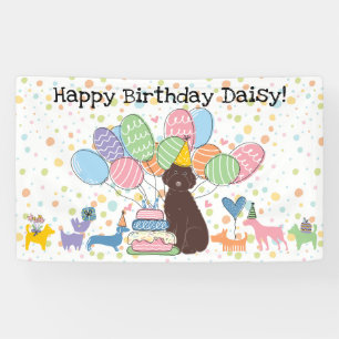 Lona Fiesta de cumpleaños de perro Aussiedoodle de choc
