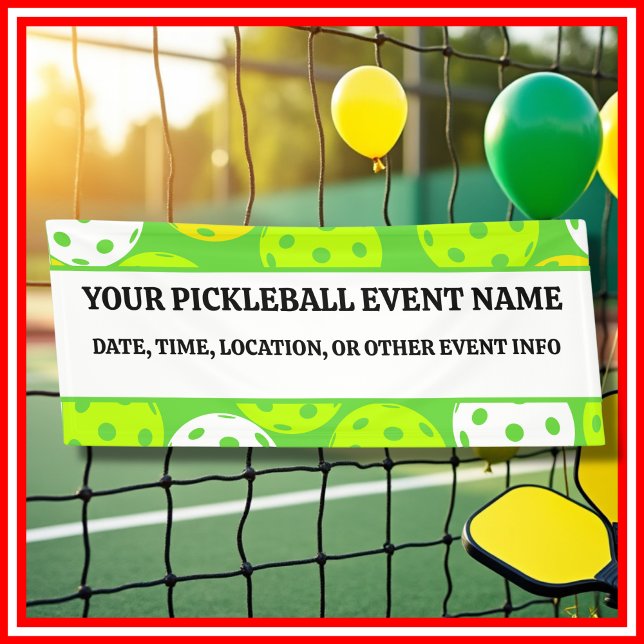 Lona Fiesta de Cumpleaños de Pickleball Verde Moderno a (Green Pickleball Birthday Party Modern Outdoor Banner)