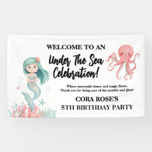 Lona Fiesta de Cumpleaños de Sirena Bajo el Mar