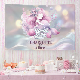 Lona Fiesta de cumpleaños de sirena mágica para niños