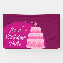 Lona Fiesta de Cumpleaños de Torta Rosa