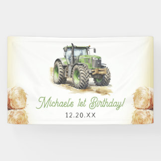 Lona Fiesta de cumpleaños de Watercolor Tractor