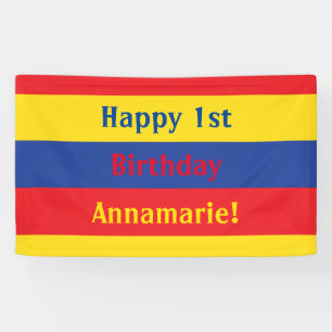 Lona Fiesta de cumpleaños del azul amarillo rojo de lo