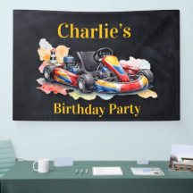 Fiesta de Cumpleaños del Niño de Kart con Acuarela