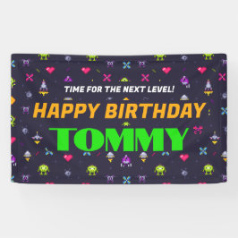 Lona Fiesta de cumpleaños del patrón de juego de arcada