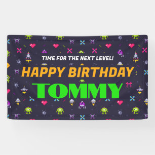 Lona Fiesta de cumpleaños del patrón de juego de arcada