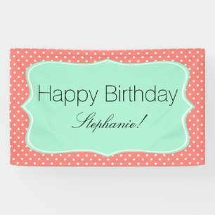 Lona Fiesta de cumpleaños del punto de polka verde de c