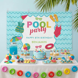 Lona Fiesta de Cumpleaños en la Piscina Colorida de Ver