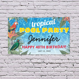 Lona Fiesta de cumpleaños en la piscina tropical