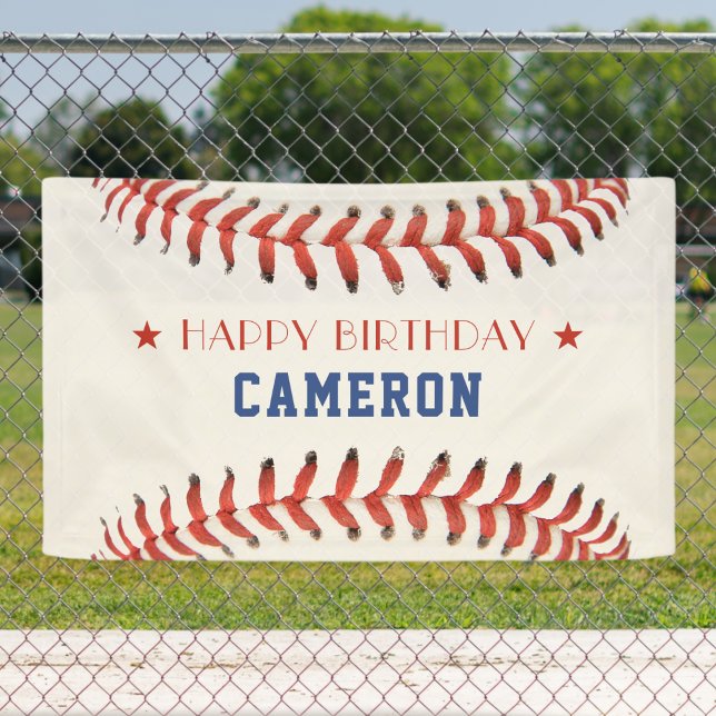 Lona Fiesta de cumpleaños feliz de béisbol Softball Spo (Baseball Softball Sport Happy Birthday Party Banner
)