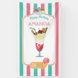 Lona Fiesta de cumpleaños Ice Cream personalizada
