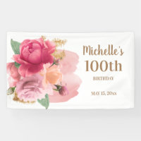 Fiesta de cumpleaños número 100 con flores rosadas