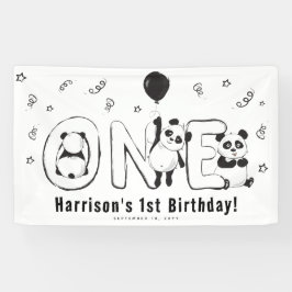 Lona Fiesta de cumpleaños número uno del panda moderna
