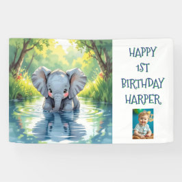 Lona Fiesta de cumpleaños personalizada con tema de ele