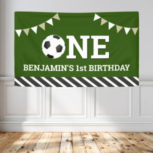 Lona Fiesta de cumpleaños personalizada de fútbol para