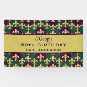 Lona Fiesta de cumpleaños personalizada de Mardi Gras