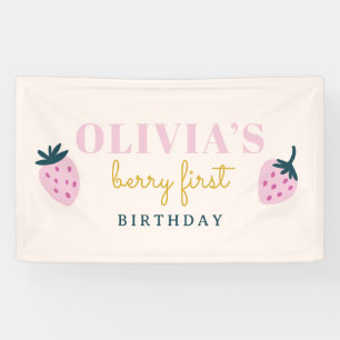 Lona Fiesta de cumpleaños rosa fresa Banner