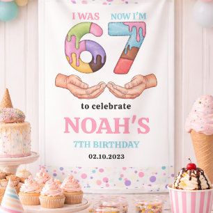Lona Fiesta de Cumpleaños "Seis Siete" de Helado para N