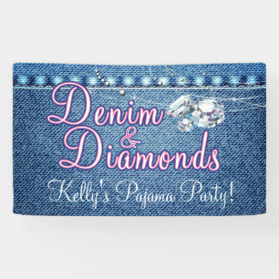 Lona Fiesta de denim y diamantes con rosa