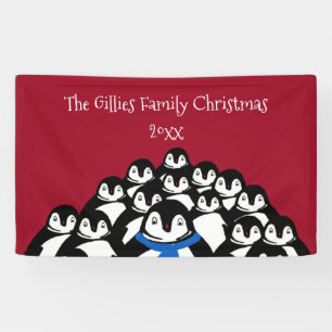 Lona Fiesta de familia de pingüinos lindos
