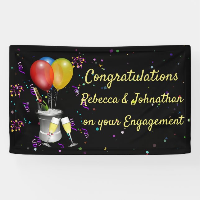 Lona Fiesta de felicitaciones de compromiso (Horizontal)