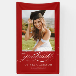Lona Fiesta de foto de graduación de guión elegante roj
