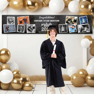 Lona Fiesta de graduación 2026 Retro Pizarra Boceto 10 