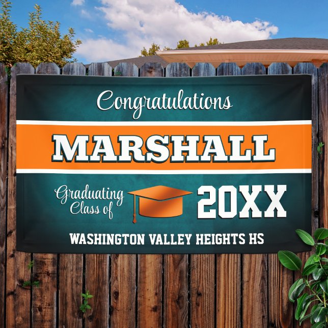 Lona Fiesta de Graduación Aqua Azul y Naranja (Subido por el creador)